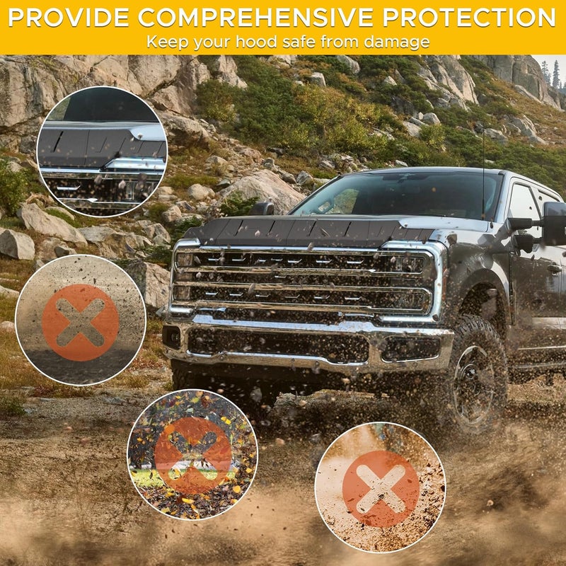 WASOFF حماية غطاء محرك السيارة تناسب فورد F250 F350 F450 2023 2024 2025 واقيات الحشرات درع TPE منخفض الارتفاع تناسب ملحقات F250 F350 F450 2026 2025 2024 2023 Bugflector - Image 3